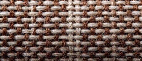 Closeup view of woven fabric texture with natural fibers textile studio detailed design photo