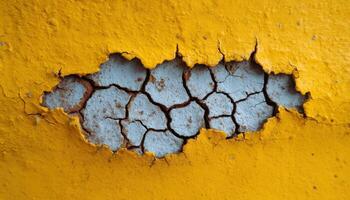 Macro shot of cracked paint on old metal surface urban environment close-up texture photo