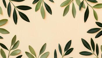 Olive branch pattern design mediterranean vibe soft textures natural elements aesthetic copy space photo