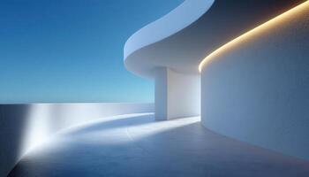Curved architecture living space modern design smooth white walls serene environment photo