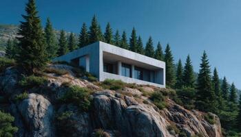 Minimalist architecture on steep terrain isolated design nature environment modern view photo