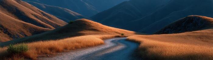 Golden hour shadows on curved hills scenic landscape nature photography tranquil environment photo