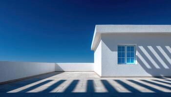 Minimalist rooftop shadows at high noon clean geometry modern architecture photo
