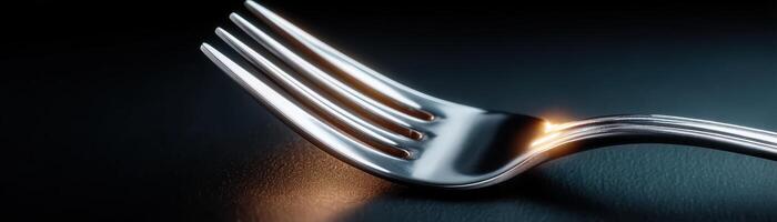 Minimalist fork display soft lighting food photography dark background close-up elegant design photo