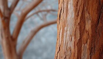 Young tree with smooth bark nature scene close-up shot soft tones tranquil environment photo