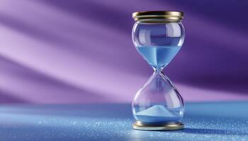 Suspended hourglass in zero gravity minimalist design contemporary art abstract concept photo