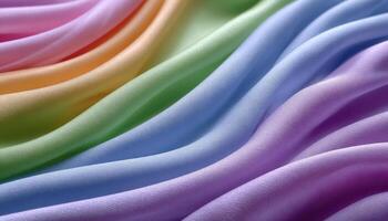 Colorful fabric folds creating natural wave shapes studio textile photography soft lighting abstract concept photo
