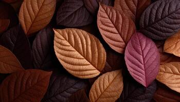 Textured dry leaves in various shades of brown nature scene close-up view natural beauty photo