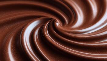 Swirling glossy melted chocolate texture kitchen food photography close-up culinary art photo