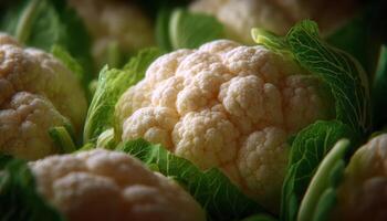 Closeup of cauliflower surface nature food photography soft curves and shades photo