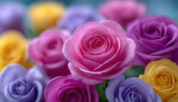 Vibrant layered petals of roses nature scene floral arrangement close-up view botanical beauty photo