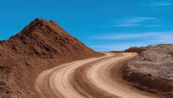 Loose earth heap with tire tracks on dry ground construction site landscape photography photo