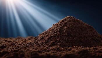 Construction site action freshly dug soil pile in open ground industrial environment close-up view photo