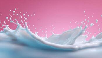 Dynamic splash of white condensed milk against pastel background food photography studio environment photo
