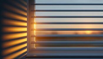 Sunlight patterns through window blinds indoor home environment photography silhouette view photo
