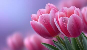 Gentle overlapping tulip petals in soft pink hues nature close-up photography photo