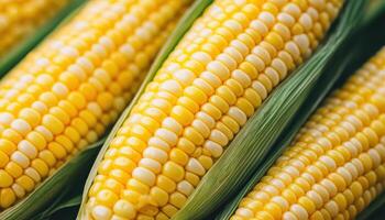 Fresh corn kernels closeup farm field food photography natural setting macro shot photo