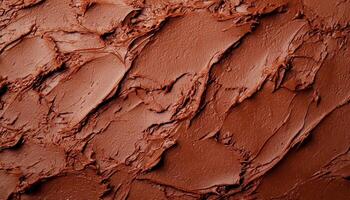 Decadent gooey brownie surface with rich chocolate texture close-up for food lovers photo