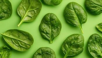 Moist spinach leaves with visible veins green surface macro photography natural environment photo