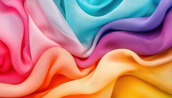 Colorful fabric folds creating natural wave shapes indoor textile photography abstract design photo