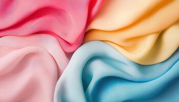 Colorful fabric folds creating natural wave shapes in studio setting textile photography photo