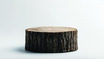 Textured tree stump displaying growth rings studio setting photography minimalist style photo
