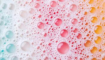 Abstract texture of soap bubbles forming colorful patterns close-up studio environment photo