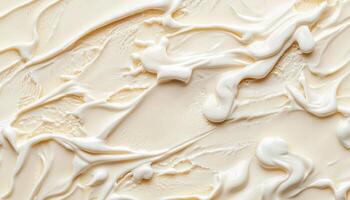 Melting vanilla ice cream close-up kitchen food photography bright lighting artistic concept photo
