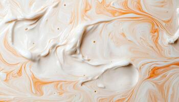 Melting vanilla ice cream surface kitchen countertop close-up warm lighting food photography photo