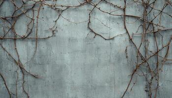 Weathered concrete wall with climbing vines urban setting nature photography close-up view photo