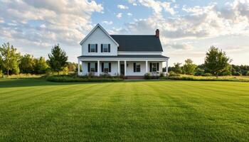 Lush green backyard oasis suburban home photography sunlit environment wide viewpoint photo