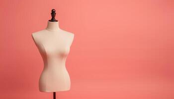 Stylish blank dress form display studio setting soft shadows warm tone isolated view photo