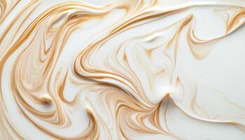 Artistic swirl of condensed milk in coffee close-up food art soft natural environment photo
