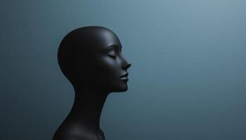 Dramatic side lighting on female mannequin minimalist setting artistic photography studio profile view photo