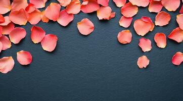 Dried petals scattered on dark surface natural texture floral design close-up aesthetic concept photo