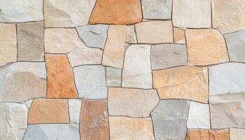 Rough stone wall texture in natural daylight home interior photography neutral tones photo