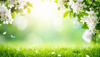 Spring blossoms in nature's garden floral photography soft light green background photo