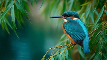 Vibrant Blue Kingfisher Perched on Branch photo