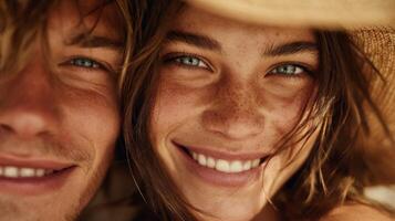 Close-Up Portrait of a Smiling Couple photo