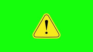 Warning Alert Icon Animation, Exclamation Triangle Sign with Green Screen video