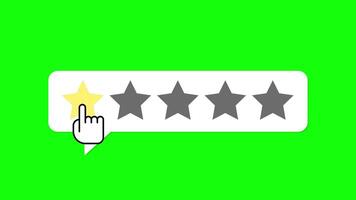 One star rating animated icon. Feedback stars rating flat design. Costumer review in golden stars color for apps, website and shop video