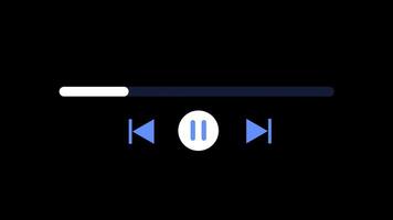 Media Player UI Animation with Play, Pause, Skip Buttons and Hand Click Icon, Dark Mode Interface video