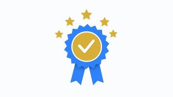 Award Badge Animation with Check Mark and Stars Certification or Achievement Concept video
