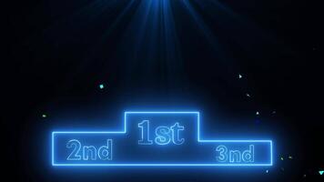 Gewinner Bühne Podium Animation mit Konfetti und Beleuchtung Strahlen video