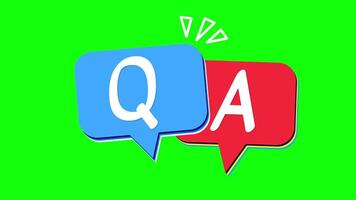 Q and A Chat Bubble Animation on Green Screen, Colorful Question Answer Popup Icon for Presentation or Education video
