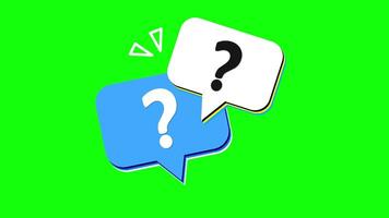 Question Mark Chat Bubble Animation on Green Screen, Colorful Q and A Dialogue Popup Bounce Animation video