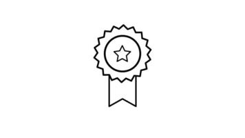 Outline Award Badge Animation with Star Icon on White Background video