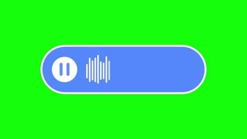 Voice Message Player Animation with Audio Spectrum and Play Button, Green Screen Background for Mobile Chat App Interface video