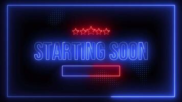 Animated Stream Starting Soon Neon Light Loop with Halftone Background for stream overlay video
