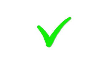 Hand drawn of Green check mark and Red cross isolated on white background video